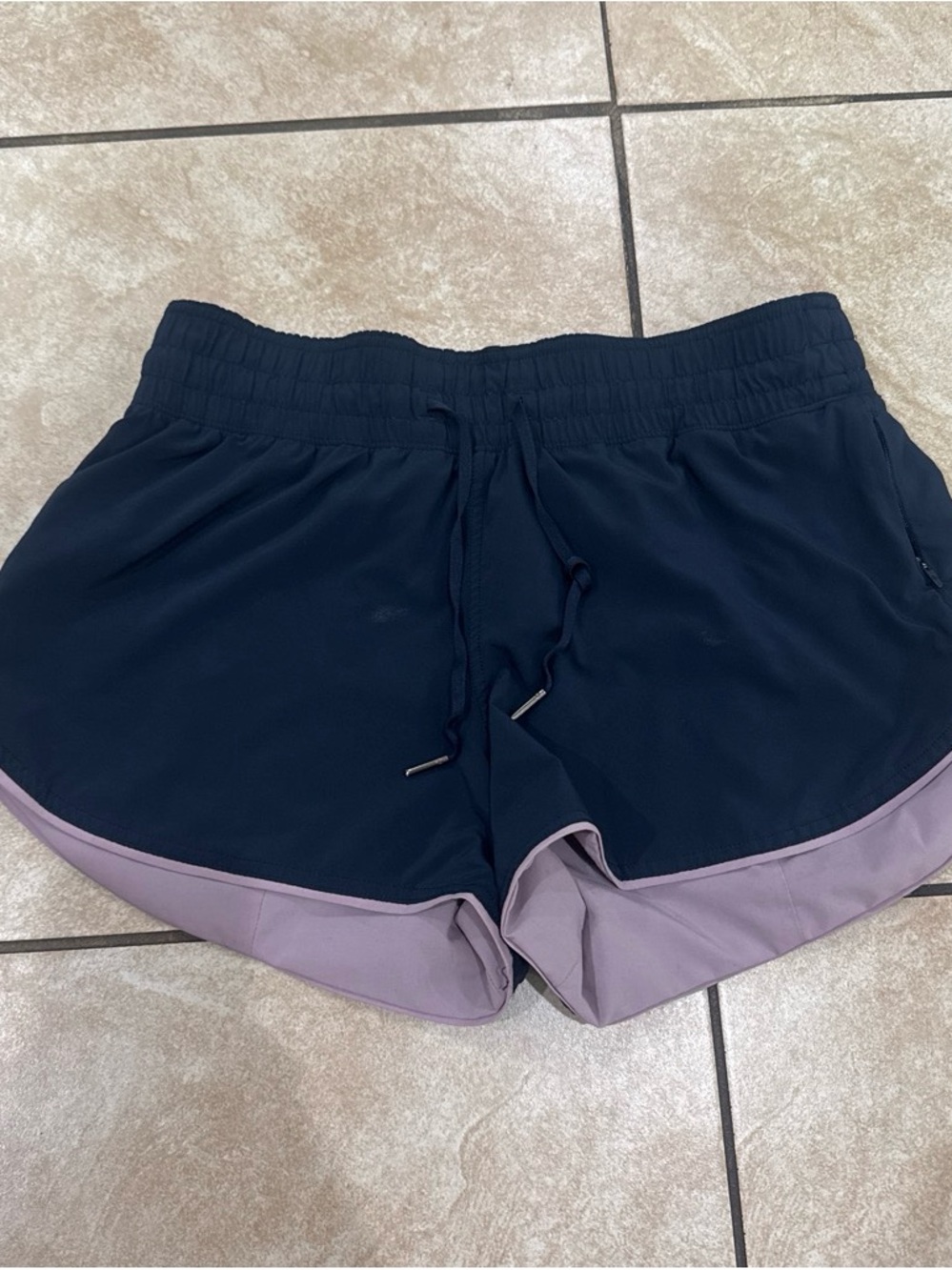 lululemon athletica Navy Shorts with Lavender Trim